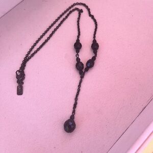“1928”  Black Beaded Lariet Necklace